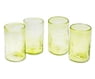 Blown recycled glass tumblers, 'Garden Relaxation in Lemon' (set of 4)