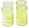 Blown recycled glass tumblers, 'Garden Relaxation in Lemon' (set of 4)