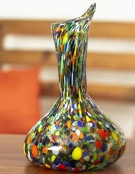 Artisan Crafted Recycled Glass Decanter, "Jubilant colour"