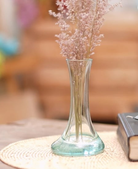 Artisan Hand Blown Glass Cylindrical Vase Made in Bali, "Surf Wave"