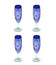 6oz Champagne Flute, Cobalt Blue Vortex, Set of 4