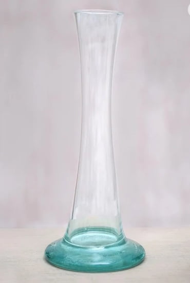 Blown Glass Cylindrical Tube Vase Handcrafted in Bali, "Through You"