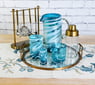 MG062 - 100oz Straight Pitcher, Aqua Swirl - Hand Blown Recycled Glass From Mexico