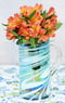 MG062 - 100oz Straight Pitcher, Aqua Swirl - Hand Blown Recycled Glass From Mexico