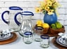 100oz Straight Pitcher, Cobalt Blue Rim - Hand Blown Recycled Glass From Mexico