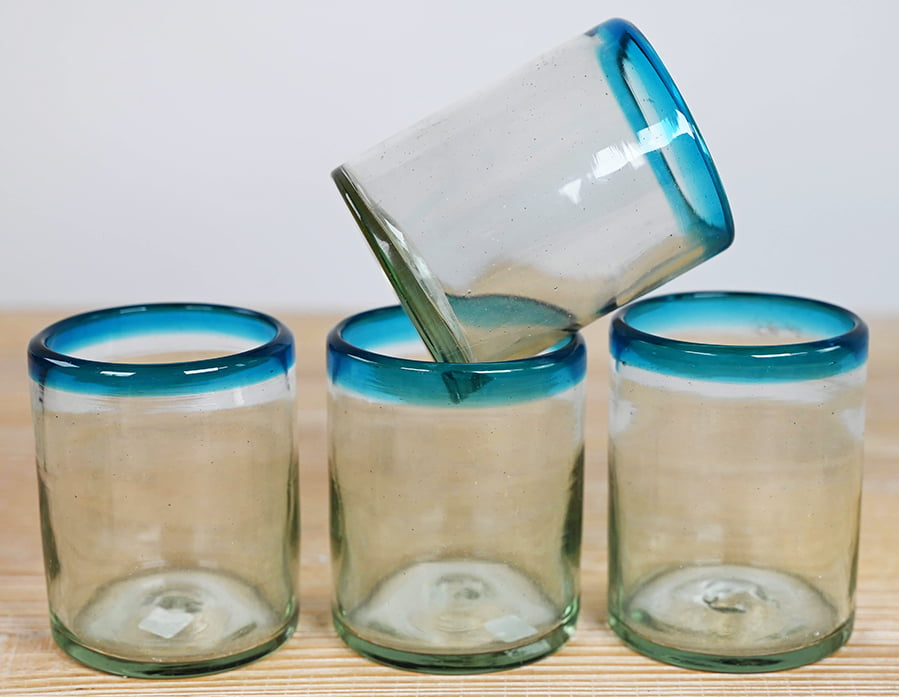 Recycled Mexican Glassware - Aqua Tumblers
