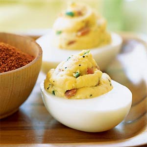 Best Deviled Eggs on Acaciaware plate