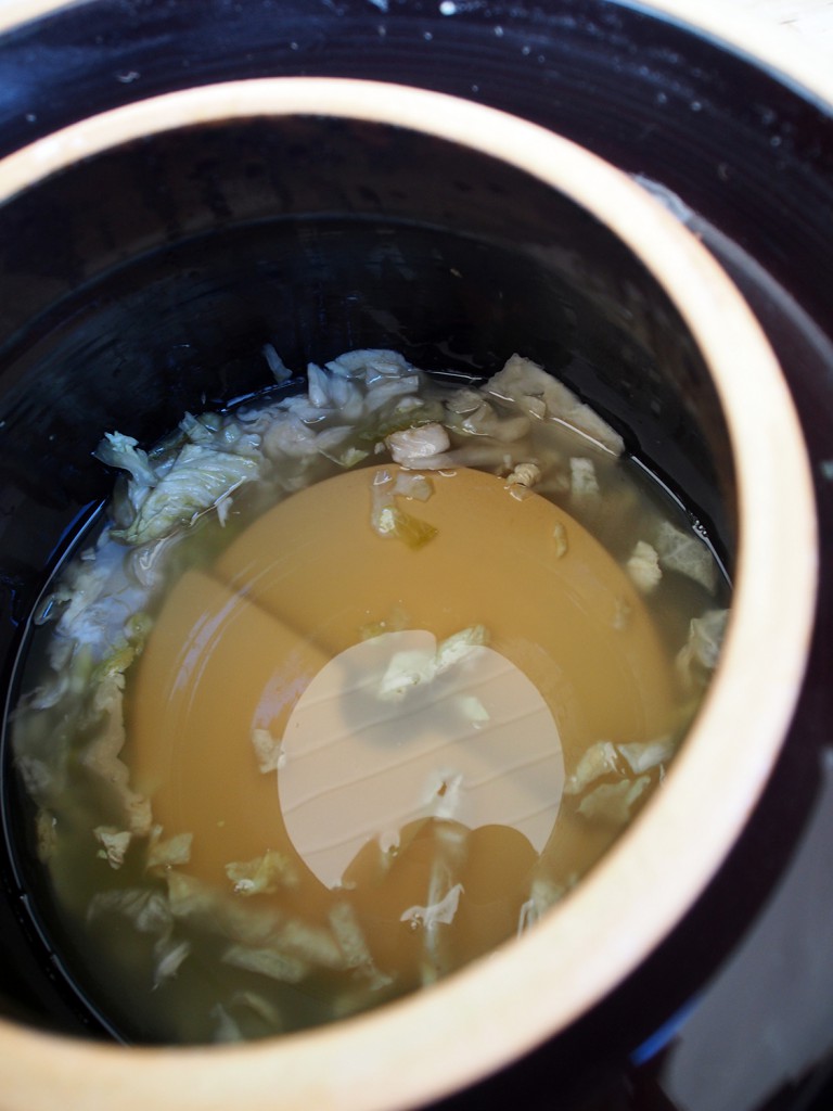 Fermenting Crock with Sauerkraut