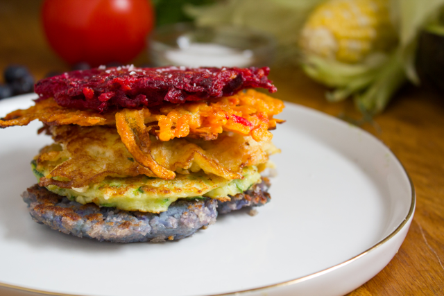Rainbow Latkes - Photo Credit: What Jew Wanna Eat