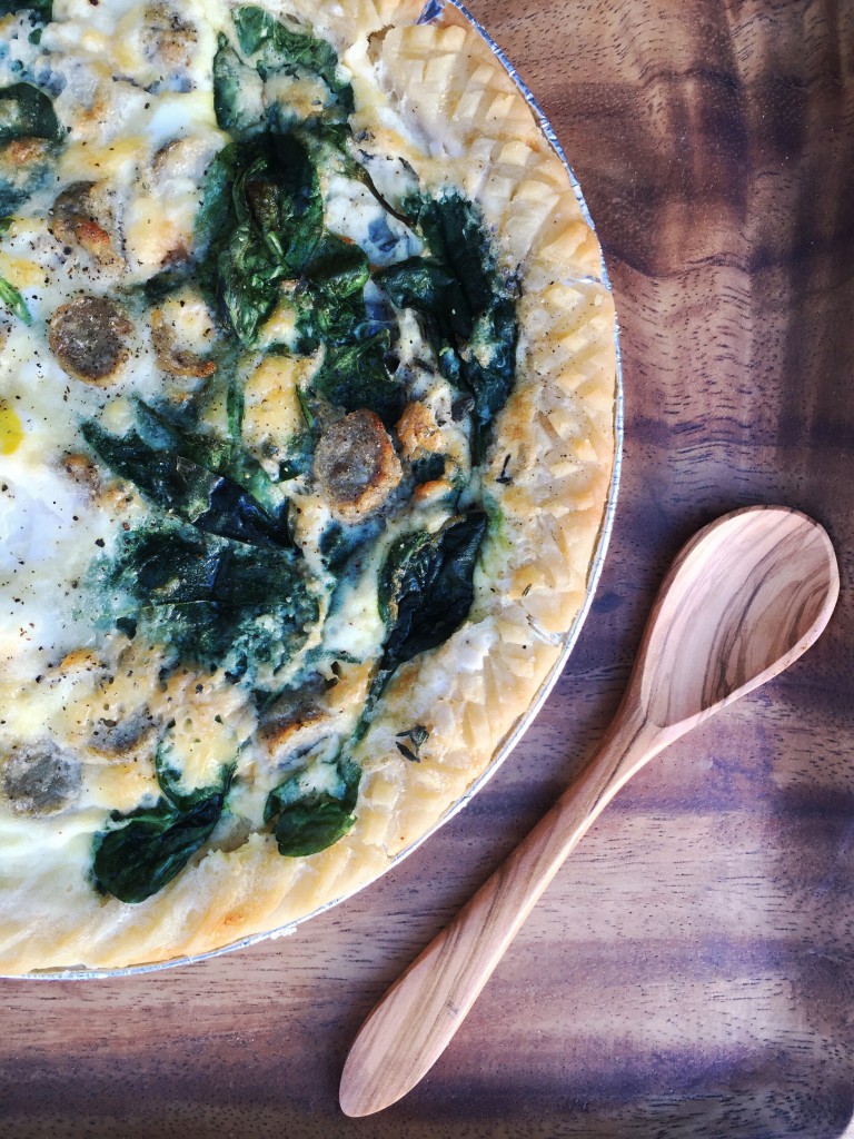 Hangover Breakfast Pie on Acaciaware serving platter