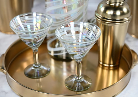 Hand-made white swirl martini glasses