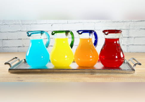 Round Glass Pitchers made in Mexico from recycled glass