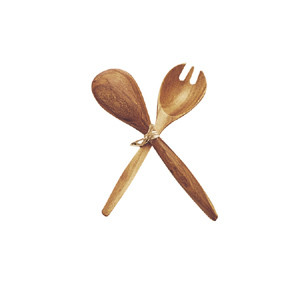 Acacia Wood Fork & Spoon Serving Set, 10"