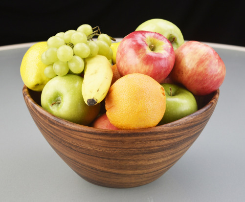Acacia wood fruit bowl