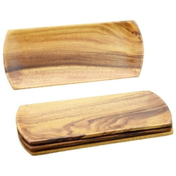 Acacia Wood Oval Serving Tray, 12" x 5" x 0.75", Set of 4