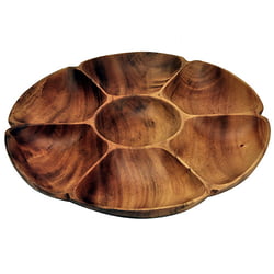 Acacia Wood Chip and Dip Tray with 7 Sections, 14" x 14" x 1.5"